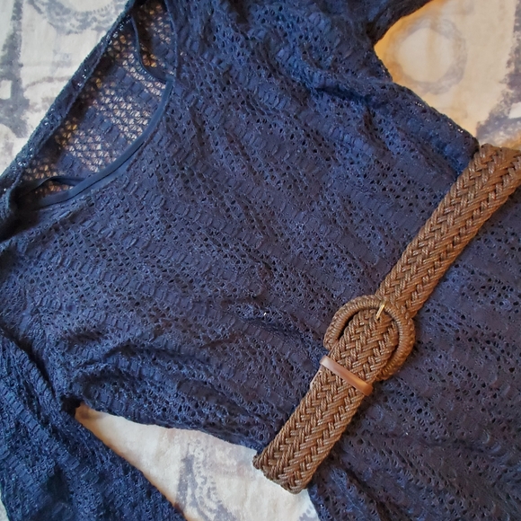 Maurices gorgeous blue crochet over lined dress. - Picture 7 of 11